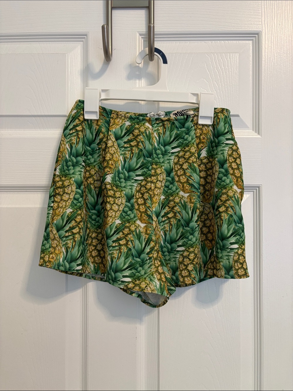 Show Me Your MuMu Pineapple Print High-Waist Shorts - Green, Yellow